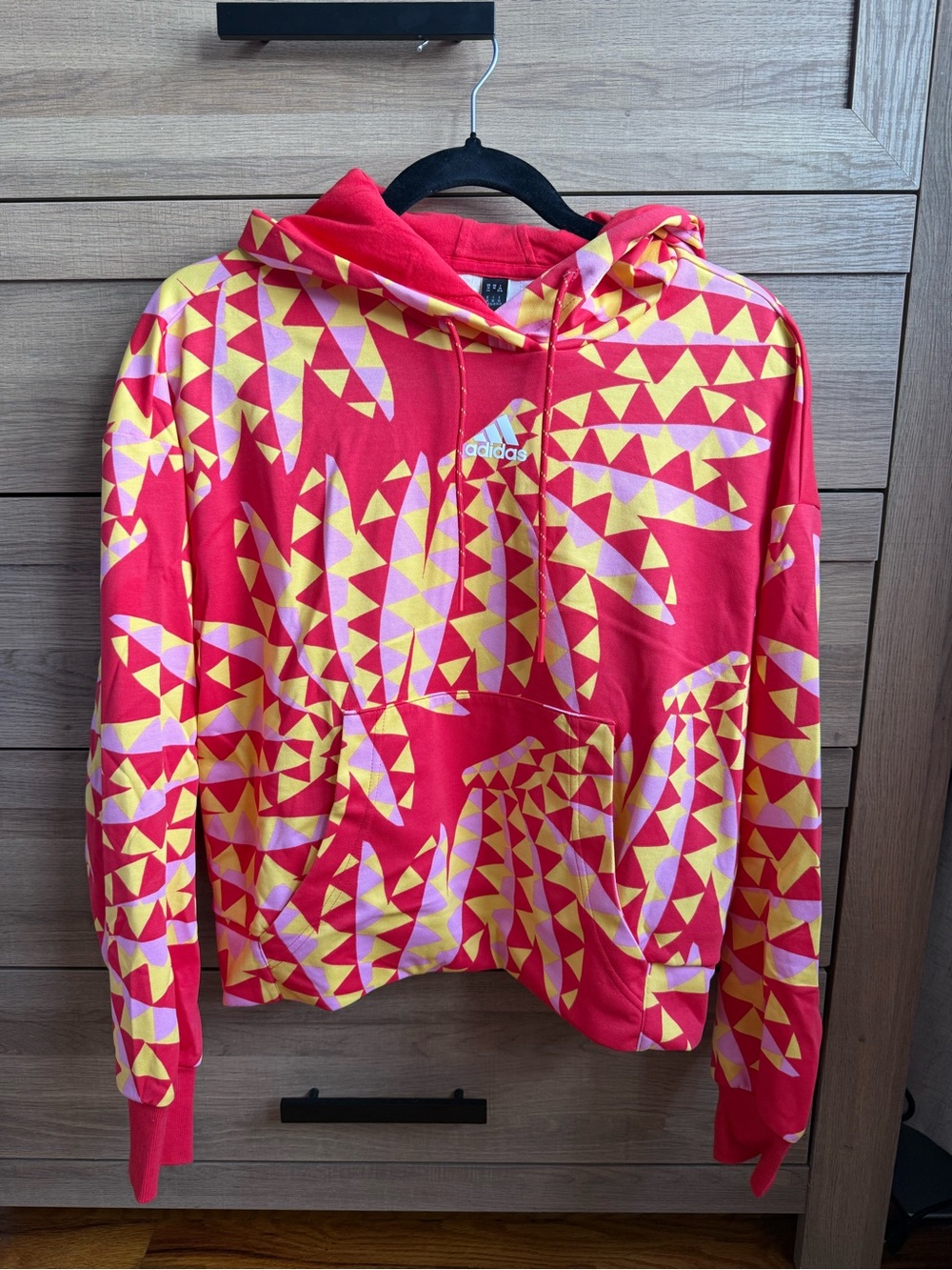 adidas Red & Yellow Geometric Graphic Hoodie